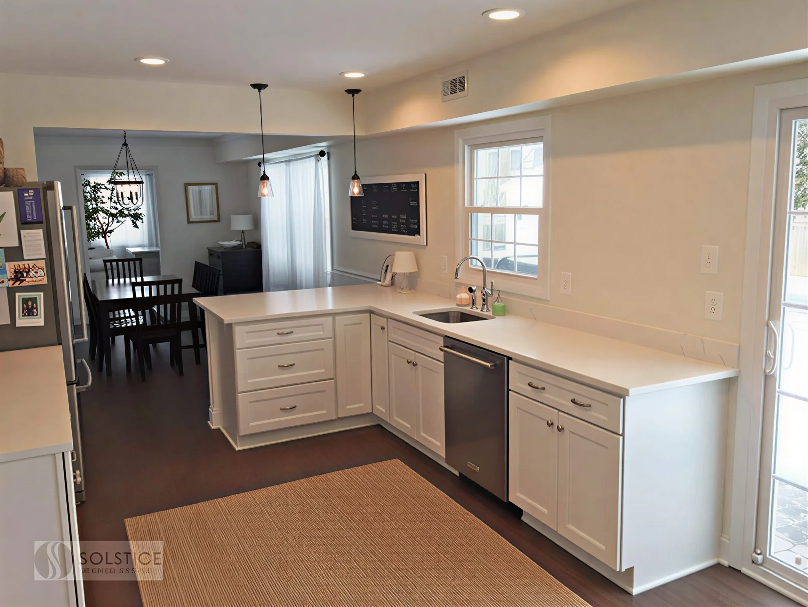 Vintage Colonial Charm in Crofton modern white kitchen dining room open concept.jpg